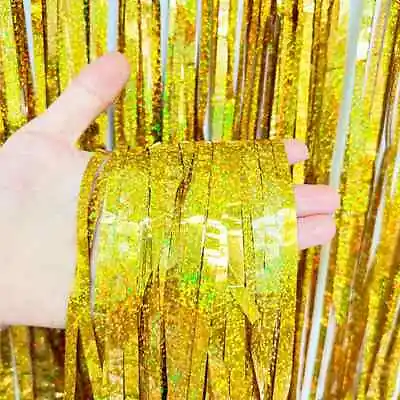 Foil Laser Metallic Fringe Tinsel Curtain Backdrop Door Party Wedding Decoration • $4.43