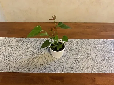 Table Top Runner Grey Woven Foliage Print Vinyl Indoor / Outdoor 13” X 54” • $13