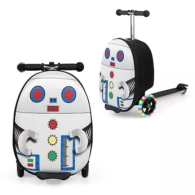 19” Kids Travel Luggage 2-in-1 Ride On Scooter Suitcase Folding Scooter Kid Gift • £49.99