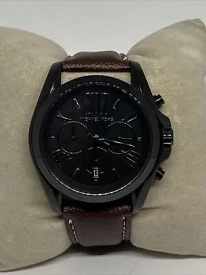 Michael Kors Bradshaw MK5550 Unisex Brown Leather Analog Dial Quartz Watch EY552 • $59.99