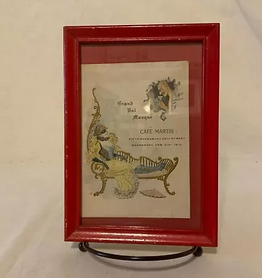 Antique 1912 Masquerade Party Ball Invitation Café Martin NYC Card Framed • $14.99