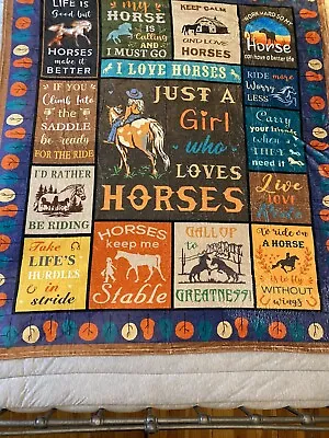 Cowgirl Soft Fleece Plush Throw “Just A Girl Who Loves Horses “ 50x58 Equestrian • £36.68