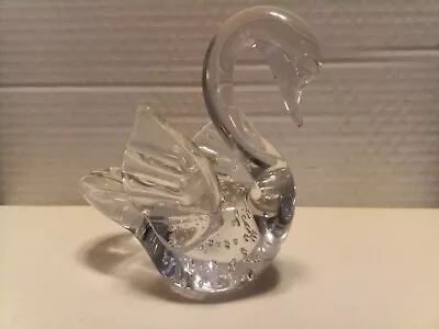 Vintage Glass Swan Clear With Controlled Bubbles Hand-blown Art Figurine  4   • $3