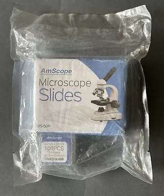 AmScope 50 Blank Microscope Slides W Ground Edges Pre-Cleaned Clear Glass Slides • $10