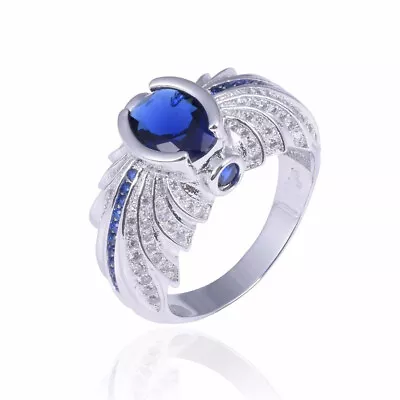 14K White Gold Men's Sapphire Engagement Ring 2.2 Ct Cubic Zirconia Men's Ring • $195.36