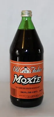 $45 • Buy Unopened Moxie Old Fashion Root Beer Glass Soda Bottle W/ Paper Labels 32oz 1qt