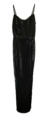 VTG 90s Long Sequin Black Formal Gown / Sleeveless / Sz Juniors 5/6 / Prom • $30