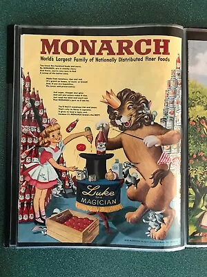 Cute Lion And Girl In 1948 Monarch Food Distributors Ad • $14.99