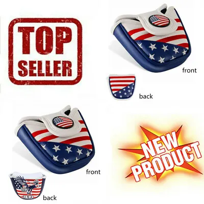 Golf Putter Head Cover Mallet Headcover Club PU Leather Protector Cover Magnetic • $13.99
