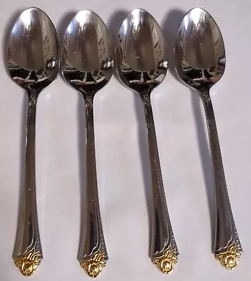 Oneida Community Stainless Fantasy Rose Gold Accent Teaspoons • $28.82