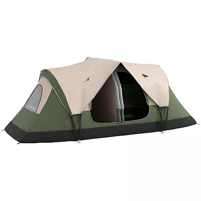 Outsunny 2 Room Camping Tent With Waterproof Rainfly & Screen Panels Dark Green • £91.99