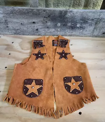 John R Craighead Co Western - Med - Cowboy Kids - Leather Vest Costume - USA • $22