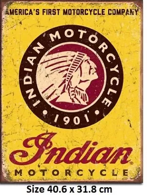 Indian Motorcycle Tin Sign 1934 Official Licensed Sign.40.6 X 31.8c  USA Made • $8.50