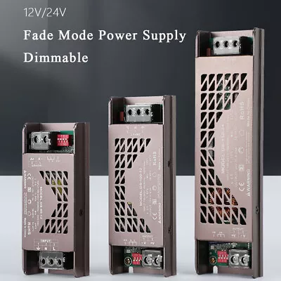 60W 100W 200W Aluminium Dimmable LED Transformer Power Supply 12V 24V Fade Mode • $12.99