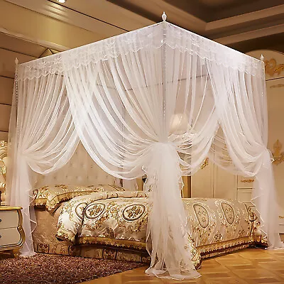 Stainless Steel Frame Mosquito Netting Curtain Bracket Bed Canopy Post Bedroom • $22.59