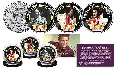 ELVIS PRESLEY Greatest Concerts JFK Half Dollar 3-Coin Set - OFFICIALLY LICENSED • $19.95