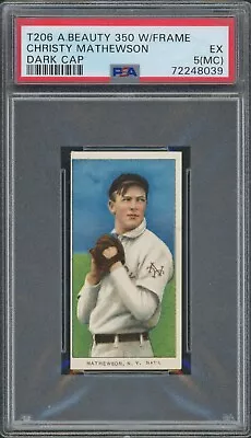 1909-11 T206 🔥 AMERICAN BEAUTY 🔥 Christy Mathewson (HOF Dark Cap) PSA 5 (mc) • $4424.95