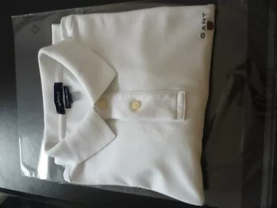 Gant Polo Shirt White Xxl 2xl  ( 24 Inch Pit2pit Stretch ) & Spare Buttons • £0.99