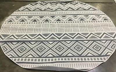 CREAM / NAVY 8' X 8' Round Flaw In Rug Reduced Price 1172663051 BMU818A-8R • $74