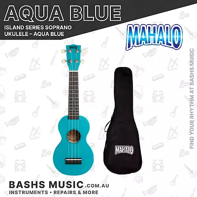 $39.99 • Buy Mahalo Island Series Soprano Ukulele Aqua Blue + Bag