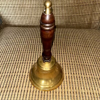Vintage Brass Hand Bell With Wood Handle 10” Tall Dark Wood Handle • $10