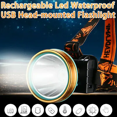 Led Headlight Head Lamp USB Rechargeable Torch Work Flashlight Hunting Light • $14.31