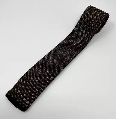 Unbranded Tie Brown 51.25 X2.5  Knit Square Tip 100% Wool Necktie Made In Italy • $19.99