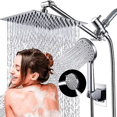 8” Rain Square Shower Head With Handheld Spray Combo High Pressure Adjustable US • $30.79