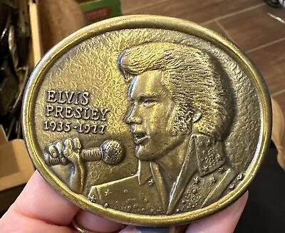 Elvis Presley 1977 First Edition Commemorative Memorial Brass Belt Buckle • $15