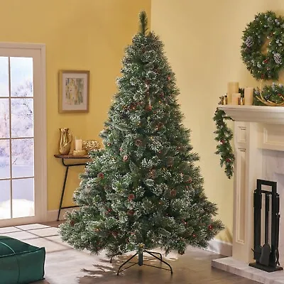 7-ft Cashmere Mixed Needles Hinged Artificial Christmas Tree With Snow • $133.99