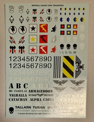 $6.20 • Buy Imperial Guard Tank Transfer Sheet Leman Russ Chimera Basilisk Hellhound 40k GW