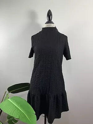 Zara Black Elastic Short Sleeve Smock Dress Size M • $39