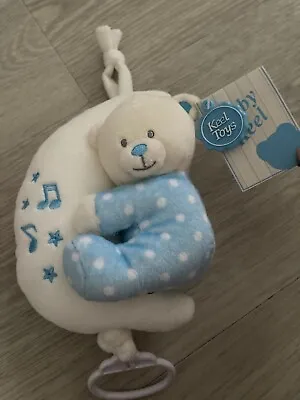 Baby Keel Baby Bear On Moon Musical 20cm Soft Toy SN0775 Blue Music Pull • £5