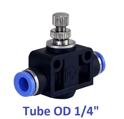 Pneumatic Air Flow Speed Control Valve Tube OD 1/4  Inch Push In Fitting 1 Piece • $9.99