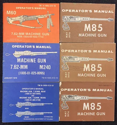 Lot Of 6 Vintage Machine Gun Manuals Booklets Gun US Army Military Original M60 • $56.99