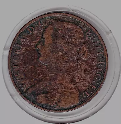 1860   Bronze  Queen  Victoria   Penny  Coin  (Toothed  Border) • $0.99