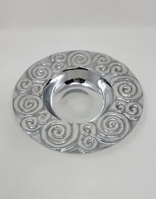 Made In Mexico Silver Metal Spiral Small Trinket Decorative Round Bowl Dish • $16.96
