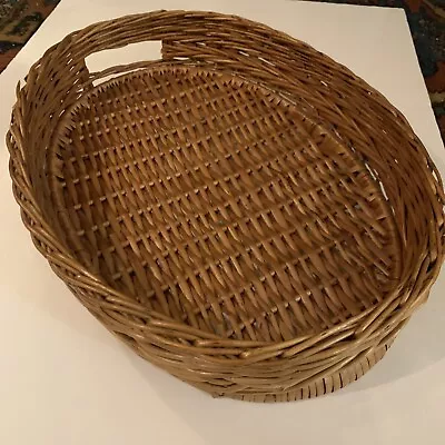 Vintage Lg French Country Wicker Serving Tray Basket~Honey Willow~Handmade~16” • $95