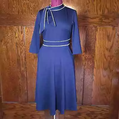 Vfshow Navy Dress Sailor Stewardess Collar Tie Size Medium Cotton Blend • $29.99