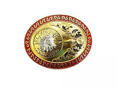 Western Buckle Oval Silver Gold Red Horse Head Cowboy 2'' Hebillas Vaqueras • $24.99