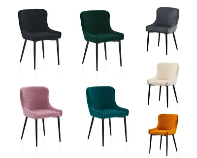 2/4/6 Pcs Dining Chairs Set Velvet Padded Seat Metal Legs Kitchen Armchair Home • £239.99