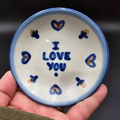 M A HADLEY Pottery I LOVE YOU Trinket Dish Plate Coaster 4 In Diameter Signed • $14.97