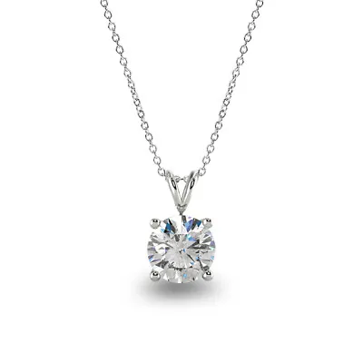 1 Ct Brilliant Cut Gra Moissanite Necklace Pendant Solid 14k White Gold 16 +2  • $102.81