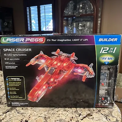 LASER PEGS BUILDER 12 IN 1 SPACE CRUISER 16 LED Lights 149 Pc Nightlight NISB • $34.24