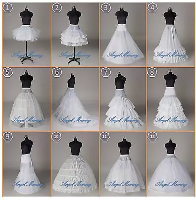 12 Styles White A Line/Hoop/Hoopless/Short Crinoline Petticoat/Slips/Underskirt • $9.88