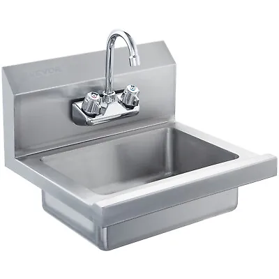 VEVOR 17 X12.8  Commercial Hand Wash Sink Wall Mount Basin Stainless Steel NSF • £93.59