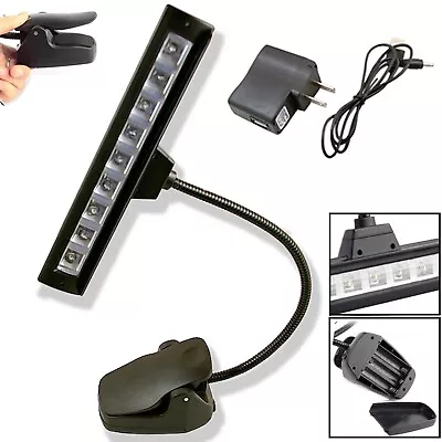 New Black Flexible 9 LED Clip-On Orchestra Music Stand LED W/ Adapter Lamp Light • $20.99