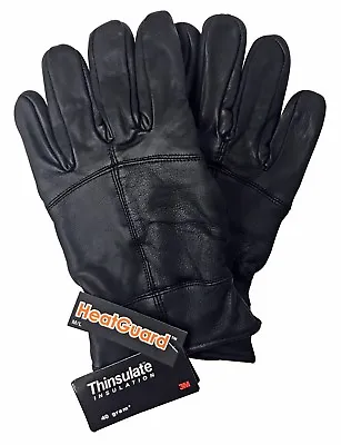 Mens 3M Thinsulate 40 Gram Thermal Insulated Fleece Lined Winter Leather Gloves • $17.99