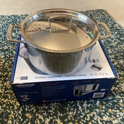 £61 • Buy Le Creuset 3-ply Stainless Steel 24cm Shallow Casserole Sauteuse 5.3lt