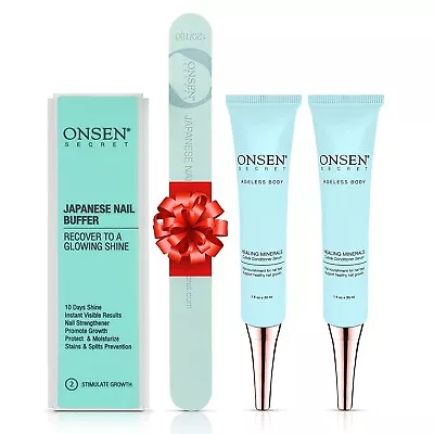 Onsen Secret Japanese Nail Buffer 2pack Cuticle Conditioner Serum + Nail File • $29.95